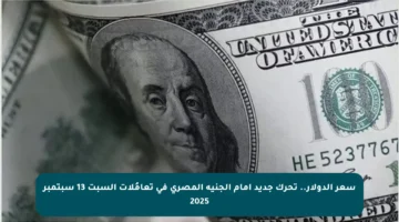 سعر الدولار.. تحرك جديد أمام الجنيه المصري في تعامُلات السبت 13 سبتمبر 2025